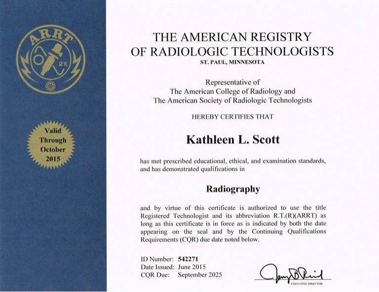 ARRT Certificate