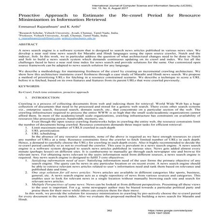 Proactive Approach to Estimate the Re-crawl Period for Resource Minimization ...