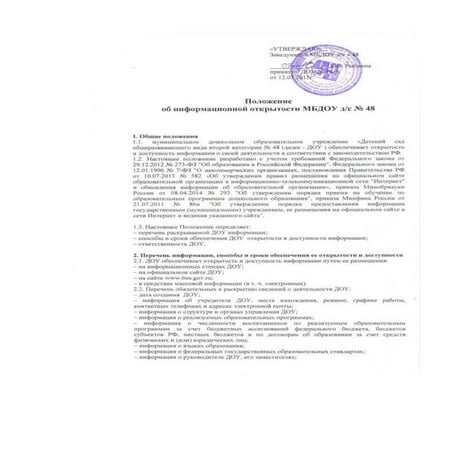 положение об информационной открытости мбдоу дс 48