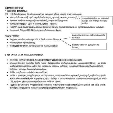 ΙΣΤΟΡΙΑ Β ΛΥΚΕΙΟΥ  ΚΕΦΑΛΑΙΟ 4 ΕΝΟΤΗΤΑ 8