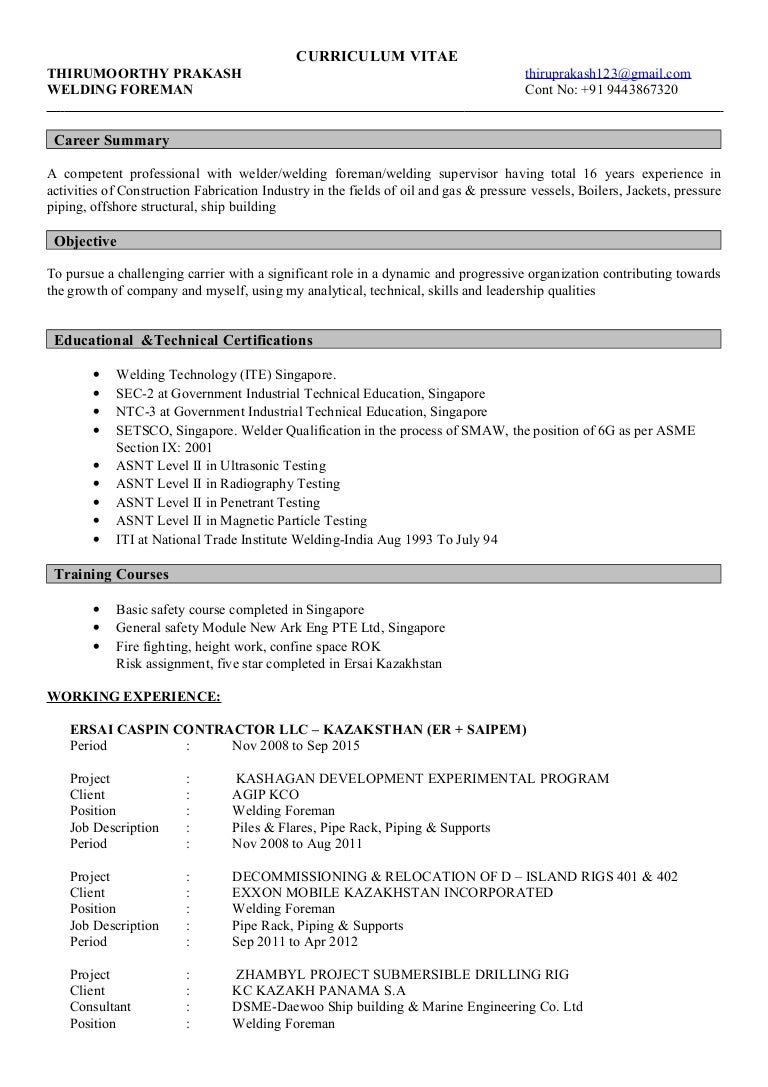structural supervisor resume