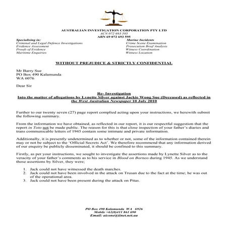 Silver vs Jack Wong Sue Report