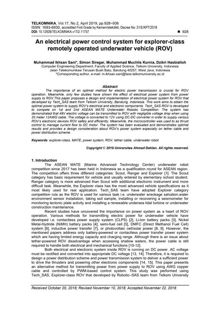 An electrical power control system for explorer-class remotely operated underwater vehicle (ROV)