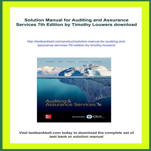 Solution Manual for Auditing and Assurance Services 7th Edition by ...