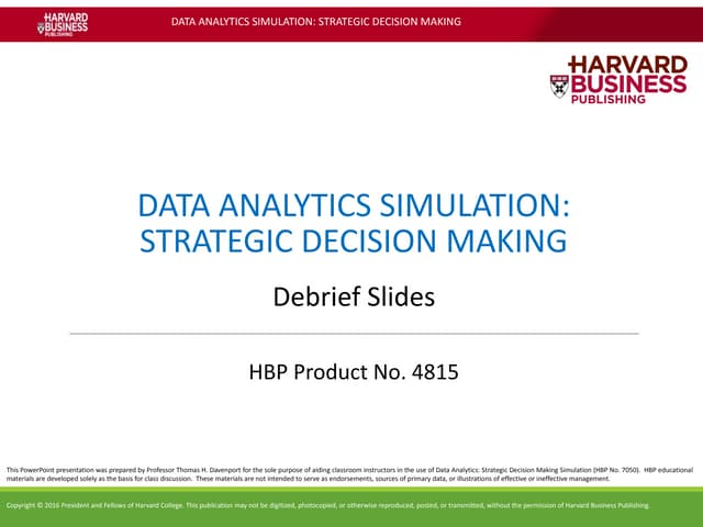 Data Analytics Simulation Strategic Decision Making data analytics simulationstrategic decision making | PPT