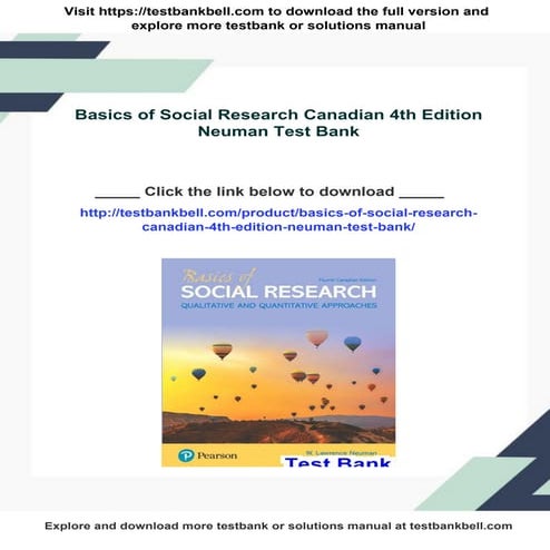 Basics of Social Research Canadian 4th Edition Neuman Test Bank