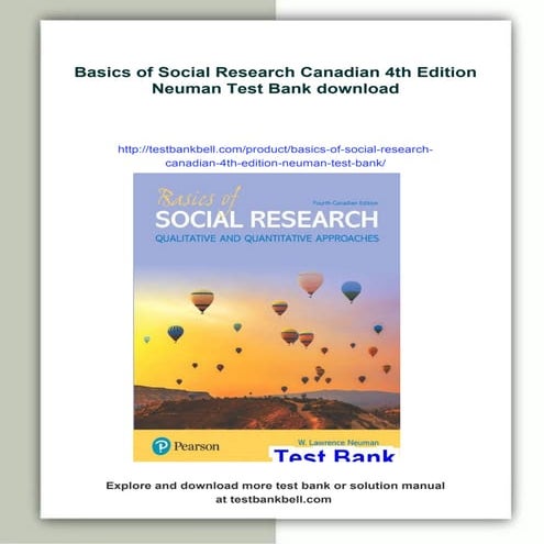 Basics of Social Research Canadian 4th Edition Neuman Test Bank