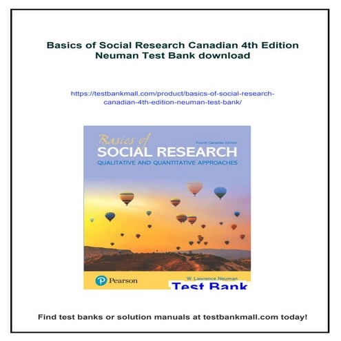 Basics of Social Research Canadian 4th Edition Neuman Test Bank