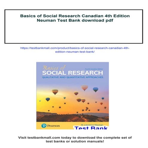 Basics of Social Research Canadian 4th Edition Neuman Test Bank