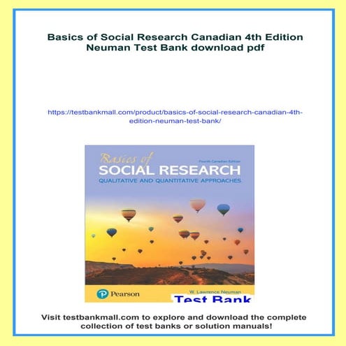 Basics of Social Research Canadian 4th Edition Neuman Test Bank