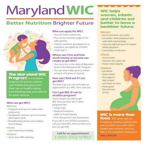 Maryland WIC Customizable One Page Outreach Handout | PDF
