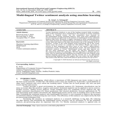 Multi-lingual Twitter sentiment analysis using machine learning 
