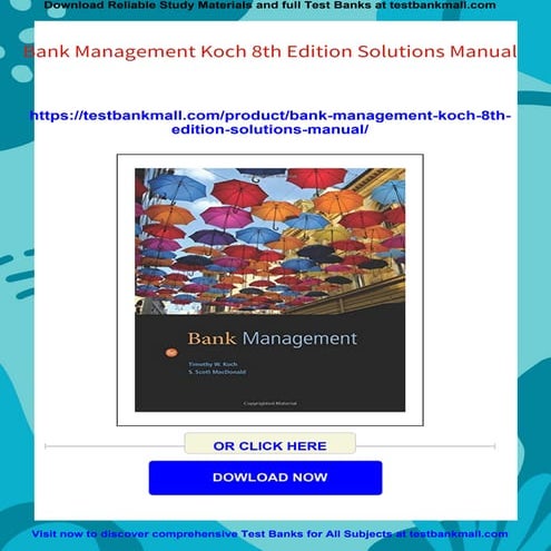 Immediate download Bank Management Koch 8th Edition Solutions Manual ...