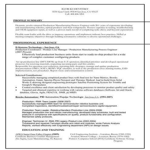 Igor Kudevitsky Resume Short 