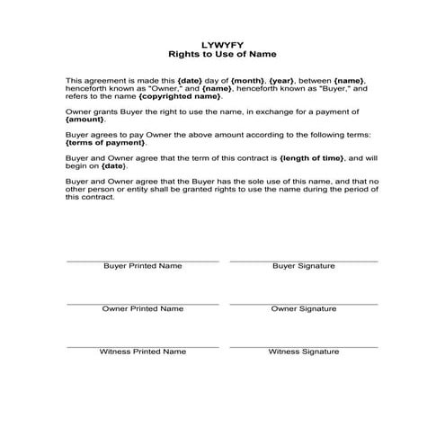 use of name rights-lywyfy | DOC