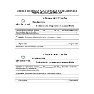 Modelo de cedula de votação para as...