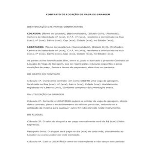 Contrato de locação de vaga de garagem