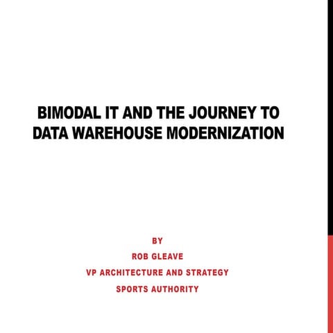 Bimodal IT and EDW Modernization