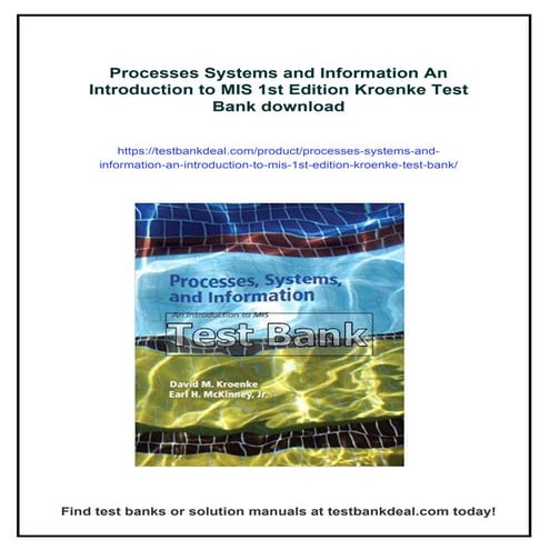 Processes Systems and Information An Introduction to MIS 1st Edition ...