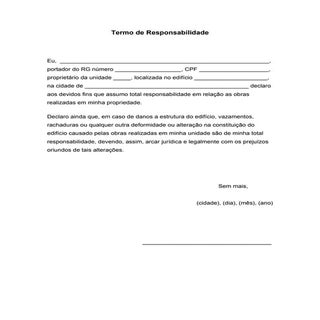 Termo de responsabilidade - Obras n...
