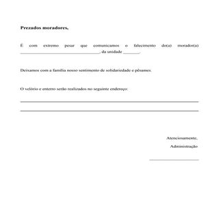 Cartaz sobre falecimento de condômino