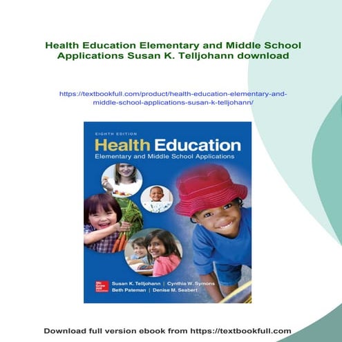 Health Education Elementary and Middle School Applications Susan K ...