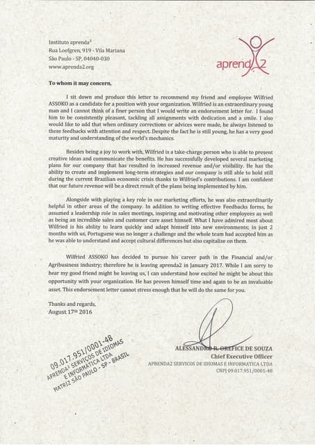 Endorsement Letter - OLAM | PDF