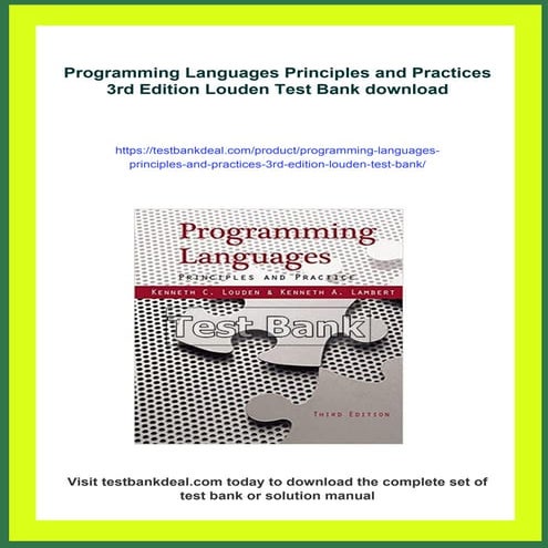 Programming Languages Principles and Practices 3rd Edition Louden Test Bank