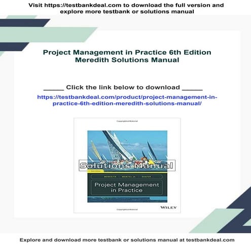 Project Management in Practice 6th Edition Meredith Solutions Manual