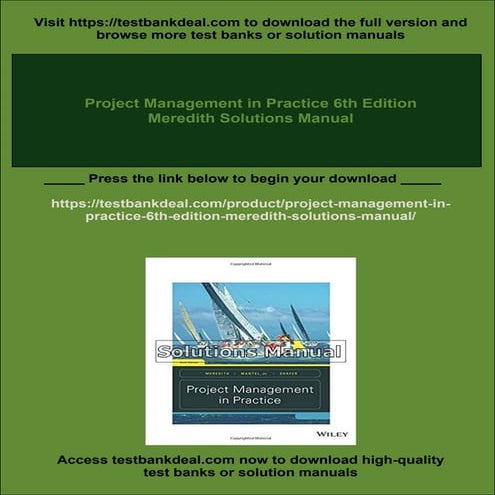 Project Management in Practice 6th Edition Meredith Solutions Manual