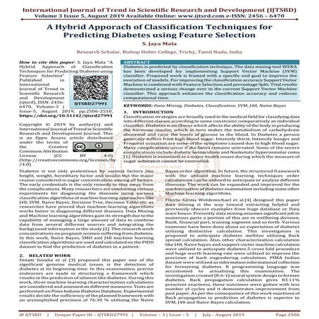 A Hybrid Apporach of Classification Techniques for Predicting Diabetes using ...