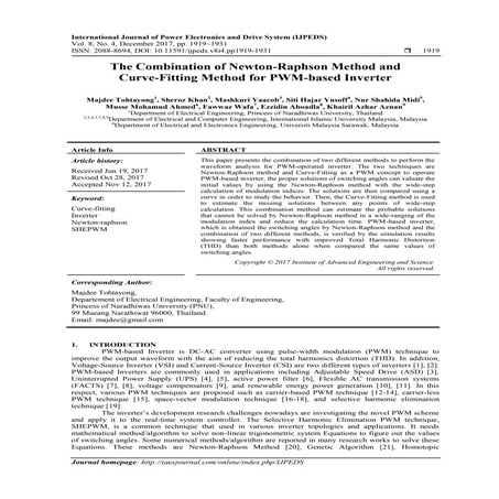 The Combination of Newton-Raphson Method and Curve-Fitting Method for PWM-bas...