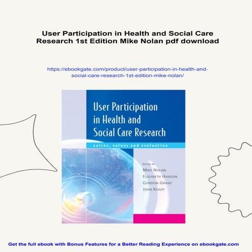 User Participation in Health and Social Care Research 1st Edition Mike Nolan