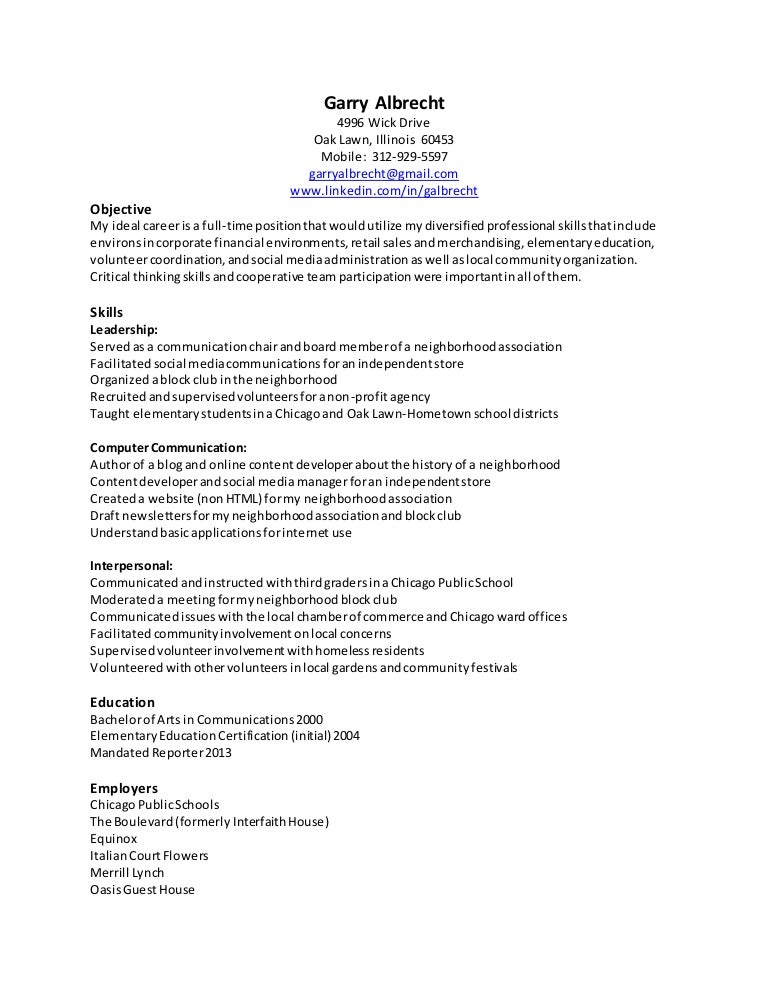 Resume Skills Nov 2013