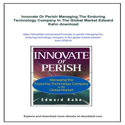 Innovate Or Perish Managing The Enduring Technology Company In The ...