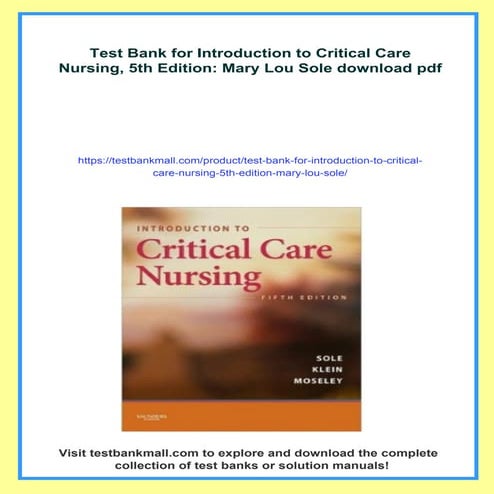 Test Bank for Introduction to Critical Care Nursing, 5th Edition: Mary Lou Sole | PDF