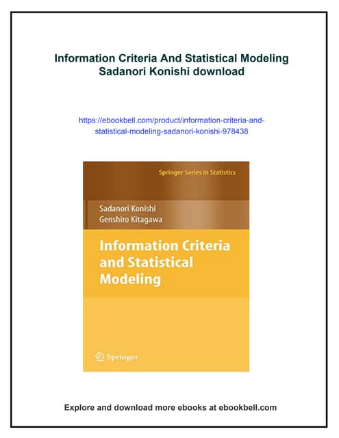 Information Criteria And Statistical Modeling Sadanori Konishi