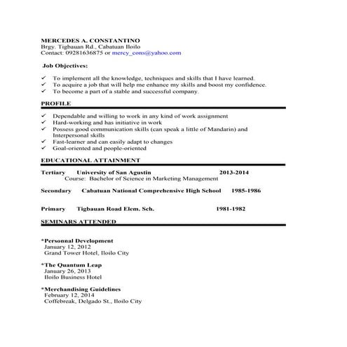 MERCEDES CONSTANTINO RESUME