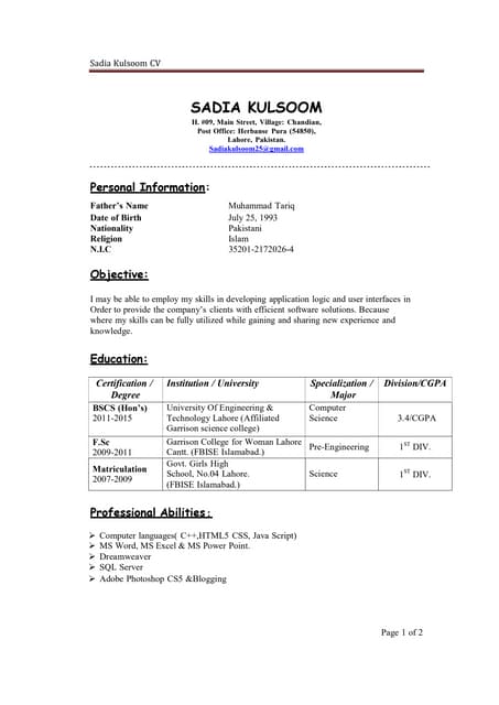 My CV APRIL2016