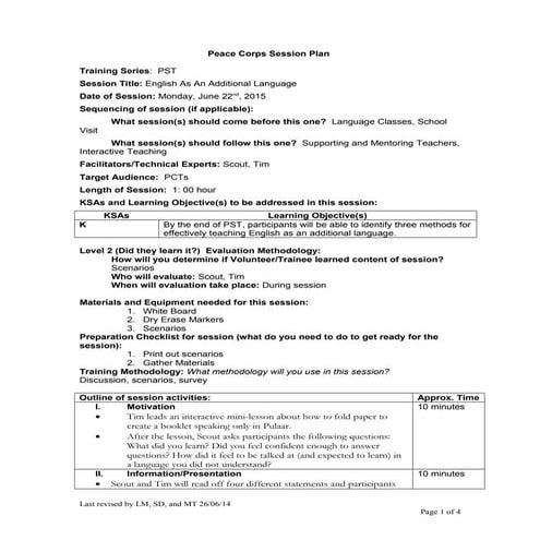 English as an addition language LP