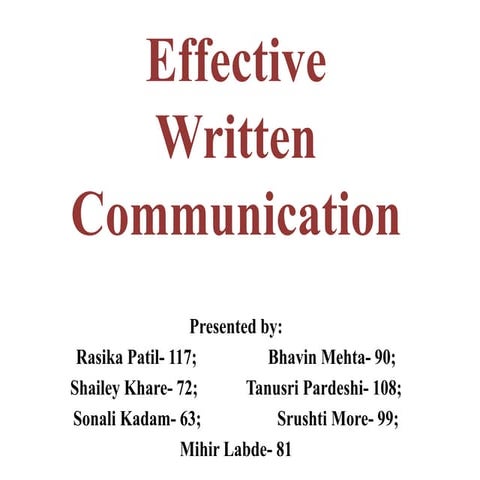 Effective Written Communication