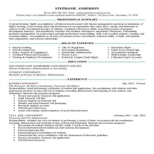 Stephanie Anderson Resume