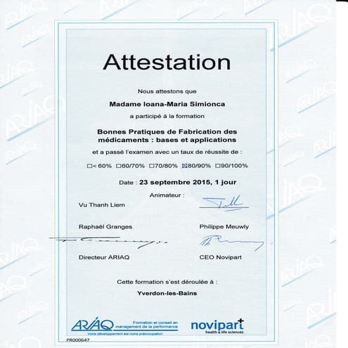 Attestation GMP-BPF des medicaments | PDF
