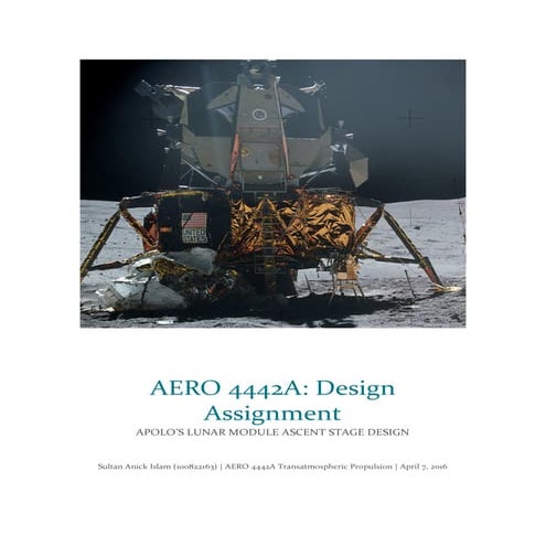 AERO4442 Lunar Ascent Module design assignment