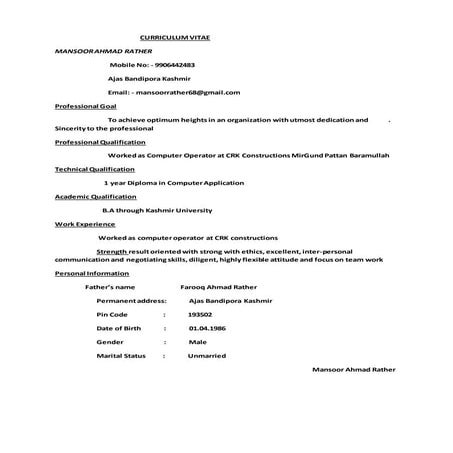 Curriculum Vitae Vanraj Docx