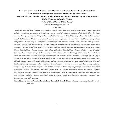 peranan guru pendidikan islam  