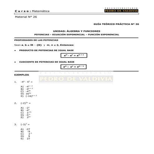 48 potencias, ecuación exponencial, función exponencial