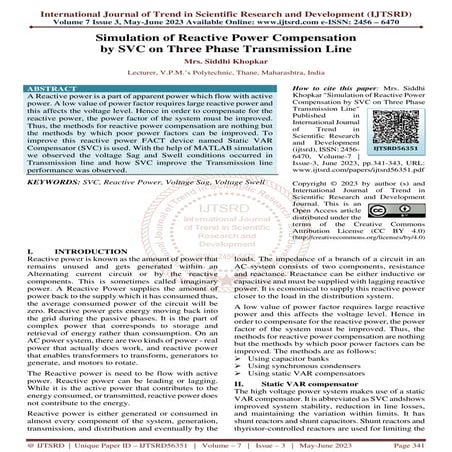 Simulation of Reactive Power Compensation by SVC on Three Phase Transmission ...
