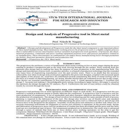 Design and Analysis of Progressive tool in Sheet metal  manufacturing