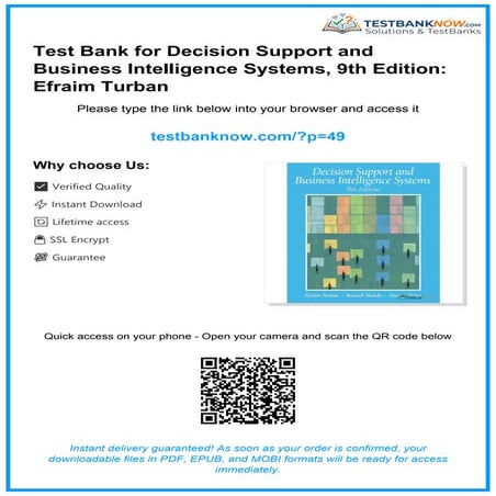Test Bank for Decision Support and Business Intelligence Systems, 9th ...